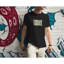 Parspera Shop Siyah Oversize T-Shirt Unisex Baskılı Today