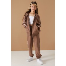 Cansın Mini Kahve Original Yazılı Hırkalı Kız Çocuk Eşofman Takımı 19487