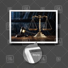 Sml Tablo Gold Adalet Terazisi Hukuk Bürosu Dekor Çerçeveli Yatay Kanvas Tablo