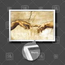 Sml Tablo Adem'in Yaratılışı Michelangelo Ünlü Fresk Çerçeveli Yatay Kanvas Tablo