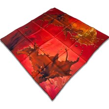 Aker Kırmızı Karma Desen Tivil Ipek Eşarp 31242