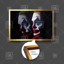 Sml Tablo Kırmızı Ceketli Yeşil Saçlı Joker Ve Yansıması Ilüstrasyon Gotham City Çerçeveli Yatay Kanvas Tablo