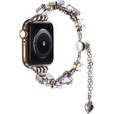 CPU Elektronik Apple Watch Uyumlu 38MM KRD-115 Renkli Taş Tasarımlı Kordon-Rose Pembe