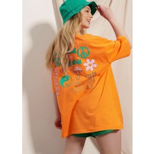 Amor Face Büyük Beden Özel Tasarım Follow Your Çevreci Sırt Baskılı Trend Battal Kadın T-Shırt