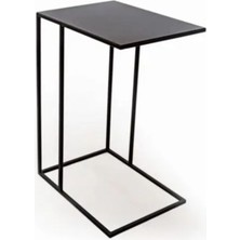 Merzana 1 Parça Pleasure C Sehpa, Metal Yan Sehpa Siyah C Sehpa Metal