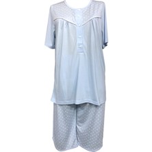 Nena NENA-26367-BAYAN Kısa Kollu Robalı Patlı % 100 Pamuk Viskon Kapri Pijama Takımı