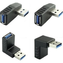 Bastore USB 3.0 90 Derece Çevici Dönüştürücü Adaptör Seti USB Köşe Dirsek 4in1