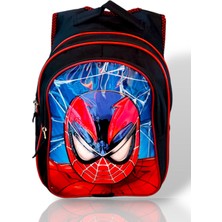 Armoire 2+ Spiderman Işıklı Erkek Çocuk Ilkokul Sırt Çantası ve Beslenme Çantası Seti Düz Siyah Tek Ebat Su