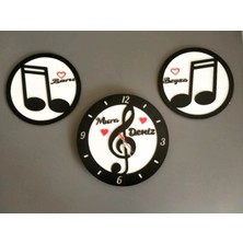 Mrc Hediye Sepeti Müzik,nota ,sol Anahtarı Temalı Duvar Saati Kişiye Özel