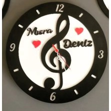 Mrc Hediye Sepeti Müzik,nota ,sol Anahtarı Temalı Duvar Saati Kişiye Özel