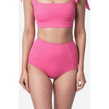 Pembe Toparlayıcı Yüksek Bel Bikini Altı Astarlı Uv Korumalı