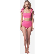 Pembe Toparlayıcı Yüksek Bel Bikini Altı Astarlı Uv Korumalı