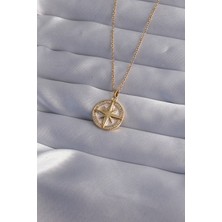 Ezo Concept 316L Çelik Zincir Gold Renk Zirkon Taşlı Kutup Yıldızı Kolye