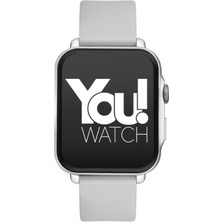 Gri Youwatch F13-YF133 Gümüş Renk Kasa & Gri Silikon Kordon Akıllı Saat Ios ve Android Uyumludur. 2