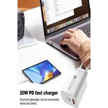 Yirmiyirmi Ticaret Şarj Cihazı Hızlı Şarj Aleti Pd 20W Qc3.0 Type-C Pd USB Şarj Port Şarj Adaptörü