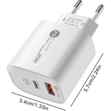 Yirmiyirmi Ticaret Şarj Cihazı Hızlı Şarj Aleti Pd 20W Qc3.0 Type-C Pd USB Şarj Port Şarj Adaptörü