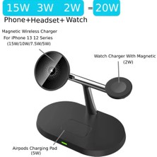 ÇELİKWORK AW011 3in1 Total 25 Watt Wireless Magsafe Şarj Standı Akıllı Saat Telefon Kulaklık Uyumlu