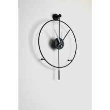 Aga Konsept Siyah Tiktok 40 cm Siyah, Modern Dekoratif Sarkaçlı Metal Duvar Saati Modern