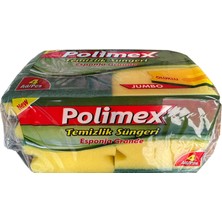 Polimex 4'lü Endüstriyel Büyük Boy Oluklu Bulaşık Süngeri - 4,5 x 9 x 12 Cm. - 4 Adetlik 10 Paket