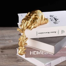 Elifeshop Lüks Asılabilir 3lü Fil Biblo Seti Kitaplık Duvar Süsü Yeni Ev Ofis si Dekoratif Obje Heykel