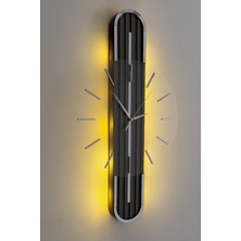 Asse Tasarım Modern Stylish DESIGN-AYNALI-65CM-PILLI Led-Sessiz Mekanizma-Asse Ahşap Gri Dikdörtgen 65 x 15