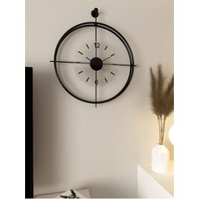 MetaQuartz Aksesuar Modern Orta Boy - Laviento Siyah ( Şeffaf Cam ) - LED Yok -50X65 cm - Modern Dekoratif Metal Duvar