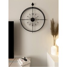 MetaQuartz Aksesuar Modern Orta Boy - Laviento Siyah ( Şeffaf Cam ) - LED Yok -50X65 cm - Modern Dekoratif Metal Duvar