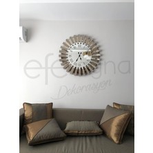 Efe Ayna 90 x 175 Piyano-Bronz Ayna Duvar SAATİ-65CM Yuvarlak Metalik Modern