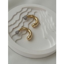 Mi Brillo Accessories Zirkon Taşlı Gold Şık Küpe