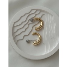 Mi Brillo Accessories Zirkon Taşlı Gold Şık Küpe