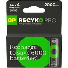 Gp Aa 2100 Mah Şarjlı Kalem Pil 4'lü Paket Recyko Pro GP210AAHCBEM-2GB4