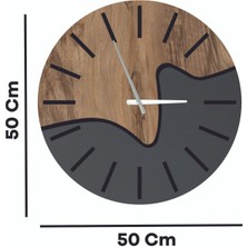 Evim Hobi Yuvarlak Dekoratif Duvar Saati Modeli 6mm 50X50CM - Mostar + Antrasit Gri 50 x 50 Gri Geometrik Ahş