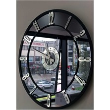Yc Melonni 40 x 40 Gerçek Ayna Duvar Saati 40 cm Trend Modern Salon Füme Modern Gri