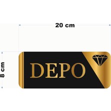 Güneş Lazer Dekoratif Depo Yazılı Ofis Yönlendirme Lehvası Gold Aynalı Pleksi 20 x 8 cm