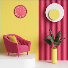 Klik 38 x 38 Modern Tasarım Duvar Saati Plastik Pembe Yuvarlak Modern