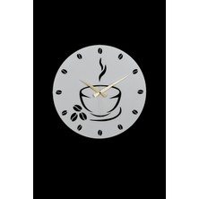 MOOCLOCK Modern Coffe Model Metal Lazer Kesim Akar Sessiz Mekanizmalı Duvar Saati (40*40 Cm) Metal Beyaz 40