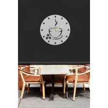 MOOCLOCK Modern Coffe Model Metal Lazer Kesim Akar Sessiz Mekanizmalı Duvar Saati (40*40 Cm) Metal Beyaz 40