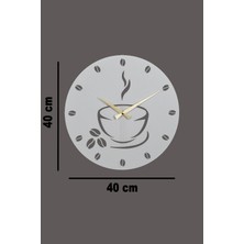 MOOCLOCK Modern Coffe Model Metal Lazer Kesim Akar Sessiz Mekanizmalı Duvar Saati (40*40 Cm) Metal Beyaz 40