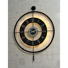 Pey Aksesuar 60 x 80 Metal Camlı Duvar Saati (60X80 cm Büyük Boy) Işıklı Gerçek Cam Duvar Saati Modern Tasarım I