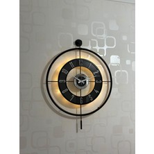 Pey Aksesuar 60 x 80 Metal Camlı Duvar Saati (60X80 cm Büyük Boy) Işıklı Gerçek Cam Duvar Saati Modern Tasarım I