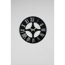 MOOCLOCK Siyah Roma Model Metal Lazer Kesim Akar Sessiz Mekanizmalı Duvar Saati (40*40 Cm) Yuvarlak Metal 40