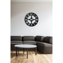 MOOCLOCK Siyah Roma Model Metal Lazer Kesim Akar Sessiz Mekanizmalı Duvar Saati (40*40 Cm) Yuvarlak Metal 40