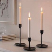 IKEA 3 3 Lü Siyah Şamdan Dekorasyon 3 Adet Meridyendukkan Siyah Renk Mumluk-Şamdan Siyah