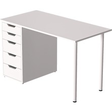 Dekorex Clm111-Beyaz 5 Çekmeceli Çalışma Masası
