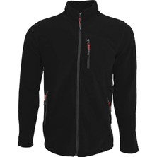 Butik Unisex Siyah Polar Standart Tam Fermuarlı 3 Cepli Polar Hırka