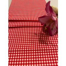 Meral Kurşun Collection Sıvı Geçirmez Kırmızı Piti Kareli Runner 40 x 160