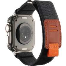 ZORE Apple Watch Uyumlu Ultra 49MM Hasır Kordon KRD-106 Strap Kayış-Siyah-Gri