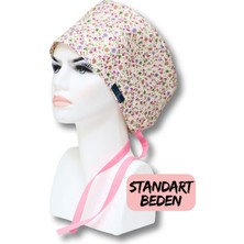 Doktorbonem Standart Krem Çıtır Çiçek Desenli Cerrahi Bone Doktor Hemşire Sağlıkçı Bonesi