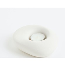 Muffag Beyaz Hm Modeli Dokulu Tealight Mumluk Dekoratif Mumluk Beton 1 Parça
