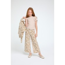 Escabel Kolları Fırfırlı Kız Bluz - Bej